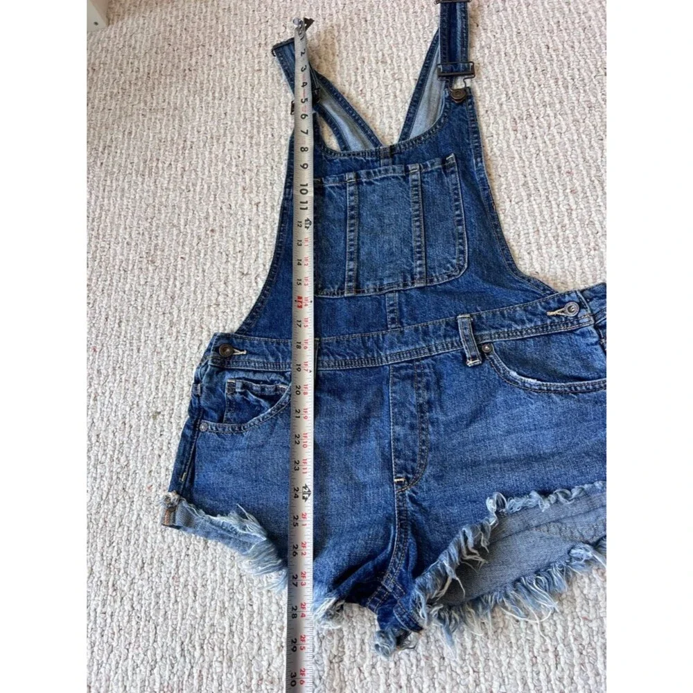 Free People Summer Babe Distressed Denim Short Overalls